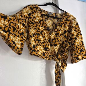 Asos Floral Wrap Top with Tie Front